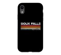 Custodia per iPhone XR Sioux Falls, South Dakota, design retrò a righe, stile vintage, con città