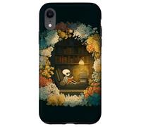 Custodia per iPhone XR Skeleton Reading Nook Floral Librarian Bookshelf Cozy Flower