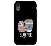 Custodia per iPhone XR Sloffee Sloth Coffee Slow Barista, divertente design per amanti del caffè