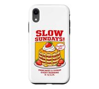 Custodia per iPhone XR Slow Sundays Pancake Breakfast Funny Illustration Graphic