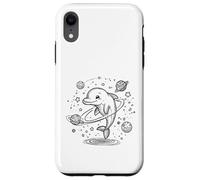 Custodia per iPhone XR Sorridente delfino esploratore cosmico con pianeti e stelle