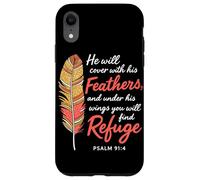 Custodia per iPhone XR Sotto le Sue Piume troverete rifugio Salmo 91:4 Christian