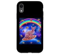 Custodia per iPhone XR Sphynx Cat Riding Pizza In Space Galaxy Taco Doughnut Cats