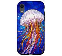 Custodia per iPhone XR Stained Glass Jellyfish Mosaic Art Ocean Creature