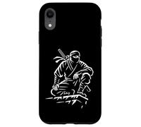 Custodia per iPhone XR Stealth Warrior Ninja Crouch Line Art Katana Graphic Icona