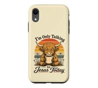 Custodia per iPhone XR Sto solo parlando con Gesù oggi Highland Cow Christian