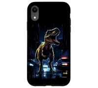 Custodia per iPhone XR T-Rex Dinosaur Roaring City at Night Graphic Design Japanese
