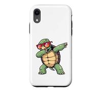 Custodia per iPhone XR Tartaruga di mare verde che dabbing con occhiali retrò tramonto