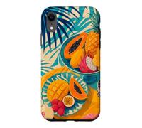 Custodia per iPhone XR Tavolo da frutta tropicale sotto ombre di palma