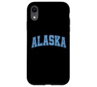 Custodia per iPhone XR Testo retrò in stile vintage azzurro Alaska