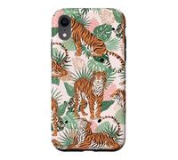 Custodia per iPhone XR Tiger in Tropical Palms Safari Theme