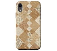 Custodia per iPhone XR Trapunta patchwork estetica floreale floreale beige Boho Flower