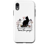 Custodia per iPhone XR Turn the Page Books & Cats Black Cat Women Floral Book Lover