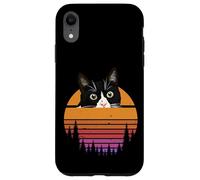 Custodia per iPhone XR Tuxedo Cat Retro 70s Sunset Vintage Cat Lover