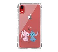 Custodia per iPhone XR Ufficiale Lilo & Stitch Bacio Rinforzato Trasparente per Proteggere il tuo Cellulare. Scegli il Tipo di Cover che ti piace di più con Licenza Ufficiale Disney