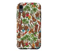 Custodia per iPhone XR Ukulele Tiki hawaiano con fiori di ibisco e palma