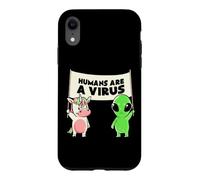 Custodia per iPhone XR Umani e un virus Alien & Cow Cute Buddies Banner EduEly