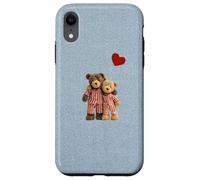 Custodia per iPhone XR Valentine Vintage Cute Teddy Bear Denim Nostalgico Minimal