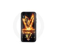 Custodia per iPhone XR - Vikings - Stagione 6 - Logo V - Spada di Fuoco - Sfondo Nero