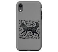 Custodia per iPhone XR Vintage Cottagecore Folk Art Fox Linocut dall'aspetto fresco
