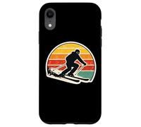 Custodia per iPhone XR Vintage Tramonto Sciatore Silhouette Retro Sci Amante Arte
