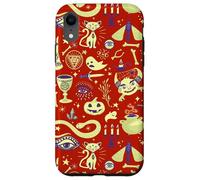 Custodia per iPhone XR Vintage Witchy Halloween Pattern Boho Spooky Tarocchi Design