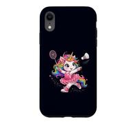 Custodia per iPhone XR Volano da badminton unicorno arcobaleno Kawaii ragazze