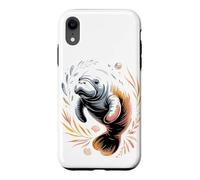 Custodia per iPhone XR Watercolor Manatee Sea Cow Ocean Animal Art