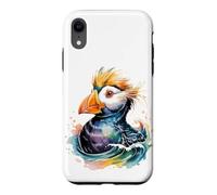 Custodia per iPhone XR Watercolor Tufted Puffin Seabird Bird Watching