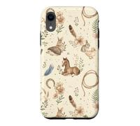 Custodia per iPhone XR Western Cottagecore Agnello Puledro Coniglio Ferro di Cavallo Acquerello