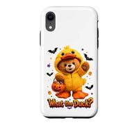 Custodia per iPhone XR What The Duck Halloween Teddy Bear Wearing Yeallow Duck