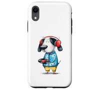 Custodia per iPhone XR Whimsical Dog Cuffie Vinile Record Music Amante