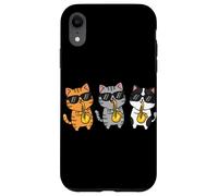 Custodia per iPhone XR Whimsical Feline Saxophonist Group Jazz Cat Aesthetic