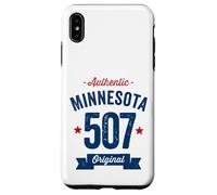 Custodia per iPhone XS Max 507 Minnesota Codice Area Distressed Autentico Blu Testo