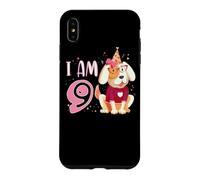 Custodia per iPhone XS Max 9 ° compleanno ragazza cane cuccioli bambini io sono 9