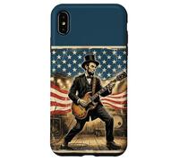Custodia per iPhone XS Max Abraham Lincoln Playing Electric Guitar 4th of July Vintage