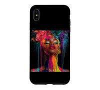 Custodia per iPhone XS Max Afro Americano Donna Floreale Afro Colore Dipinto Vis