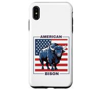 Custodia per iPhone XS Max American Bisonte Patriottico USA Bandiera Big Game Hunter Fluffy Mucca