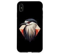 Custodia per iPhone XS Max Arte geometrica dell'airone notturno coronato nero, carino uccello Lov