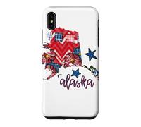 Custodia per iPhone XS Max Arte regionale con stelle scozzesi floreali dell'Alaska