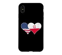 Custodia per iPhone XS Max Bandiere USA e Polonia - Cuori vintage americani e polacchi