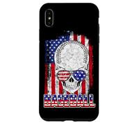 Custodia per iPhone XS Max Baseball American Flag Skull Sunglass Patriotic 4th July