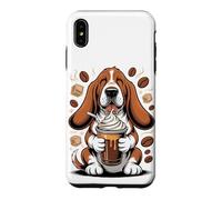 Custodia per iPhone XS Max Basset Drinking Frozen Coffee Hound Dog Lover Owner
