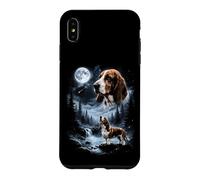 Custodia per iPhone XS Max Basset Hound Howling to the Moon Retro Anni '90
