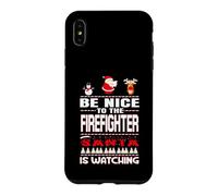 Custodia per iPhone XS Max Be Nice To The Firefighter Santa Is Watching Funny Christmas