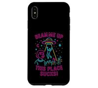 Custodia per iPhone XS Max Beam Me Up This Place Fa schifo UFO City Humor Retro Space