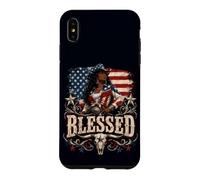Custodia per iPhone XS Max Beata Cowgirl Nera Patriottica Western American Pride Queen
