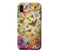 Custodia per iPhone XS Max Bees Boho Wildflowers foglie e vetro colorato floreale