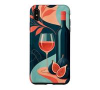 Custodia per iPhone XS Max Bicchiere di vino accanto a una bottiglia senza etichetta e fichi