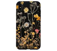 Custodia per iPhone XS Max Black Boho Aesthetic Mixed Flowers Pressed Flower